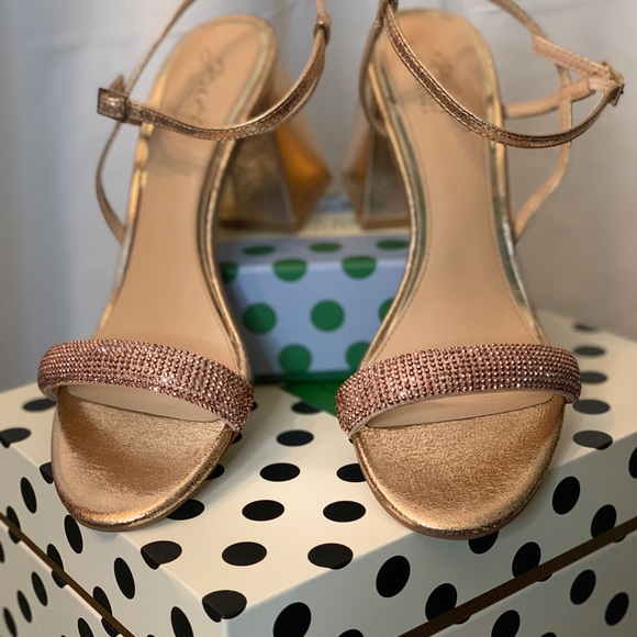Jewel Badgley Mischka Shoes - Jewel Badgley Mischka Gold Heels with Sparkling Rhinestones
